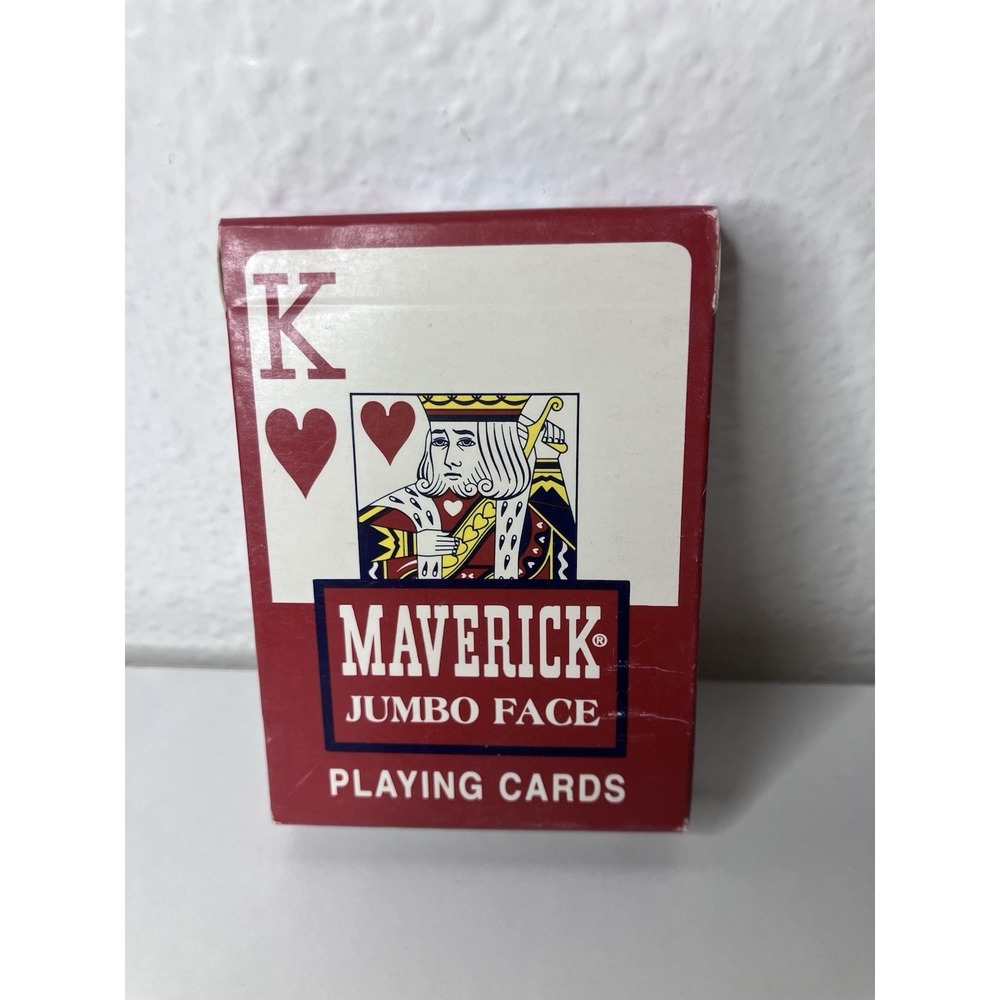 New Sealed MAVERICK Jumbo Face Red Playing Cards Hoyle Products Made In USA